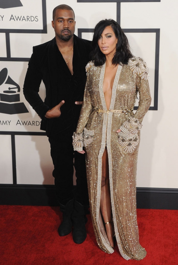 Kim Kardashian Kanye West grammy awards 2015