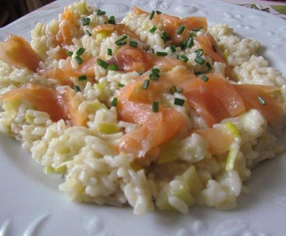 Risotto poireaux saumon fumé