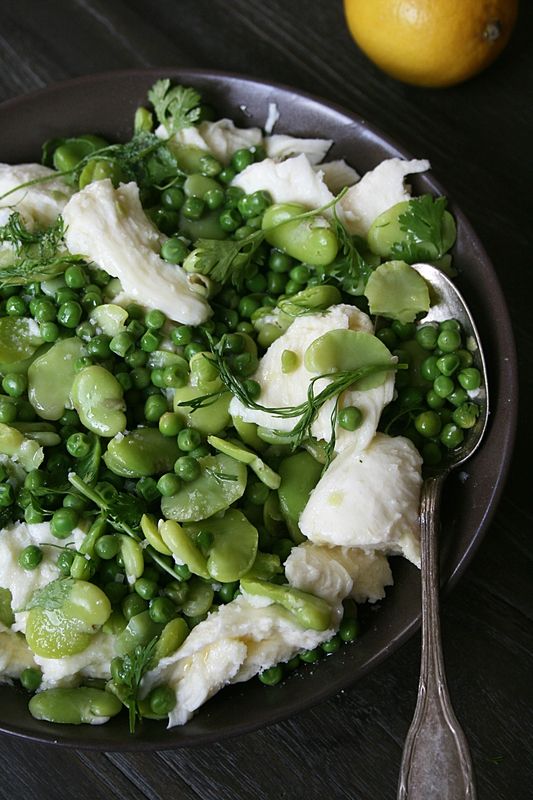 Salade fèves petits pois mozzarella